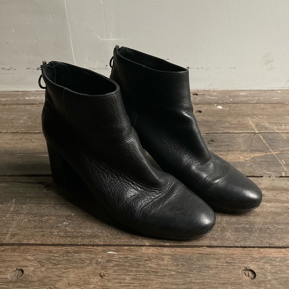 OFFICE black leather booties block heel UK 7 / US9.5 - Picture 4 of 7